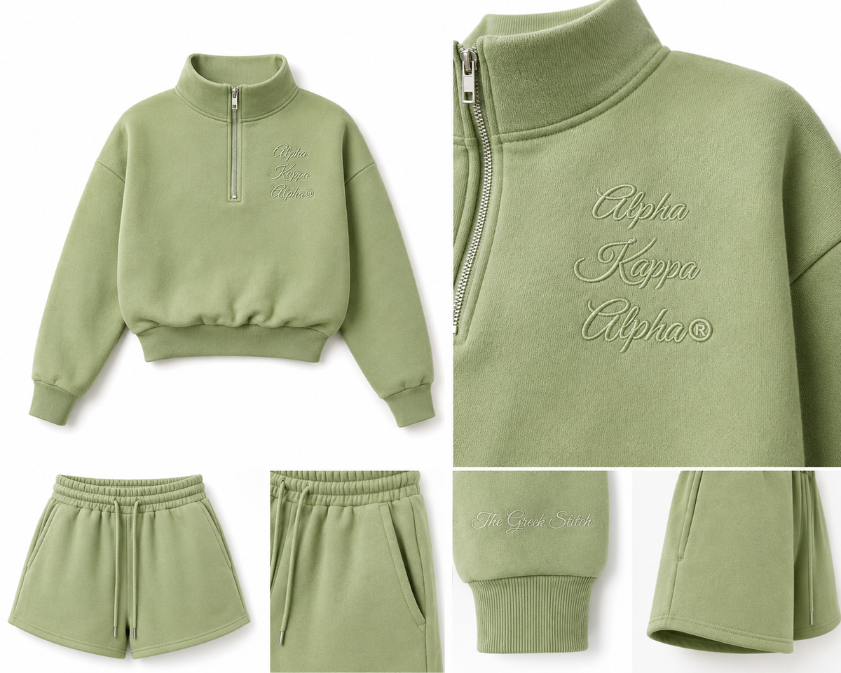 Alpha Kappa Alpha Quarter Zip Short Set